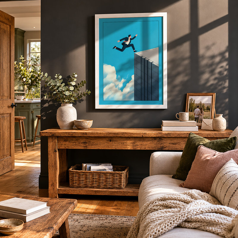 Leap of Faith Modern - Framed Print, A2 - 59.4 x 42.0 cm, White
