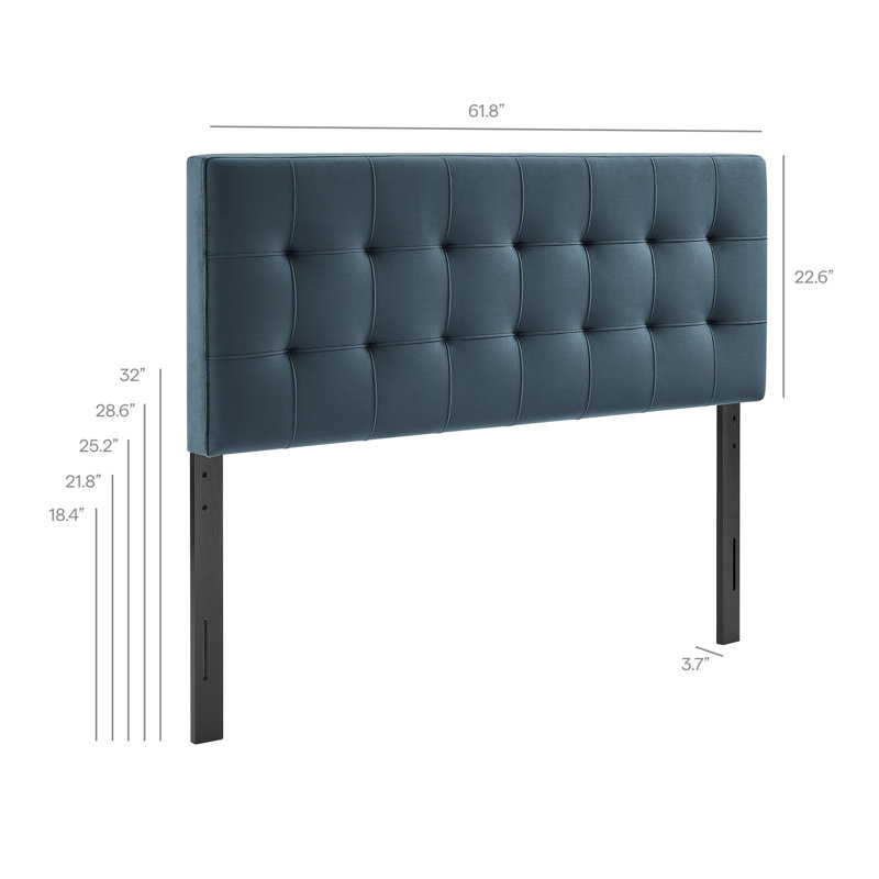 Tête de lit grand format en velours Peyton, Bleu cadet, Grand lit