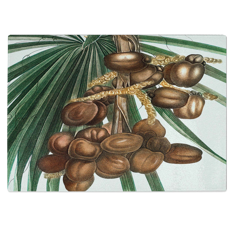 Tempered Glass Date Palm Chopping Board, 39 cm W x 28.5 cm L