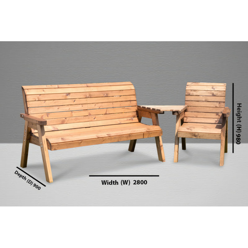 Galindo Solid Wood Pine Outdoor Bench, Grey