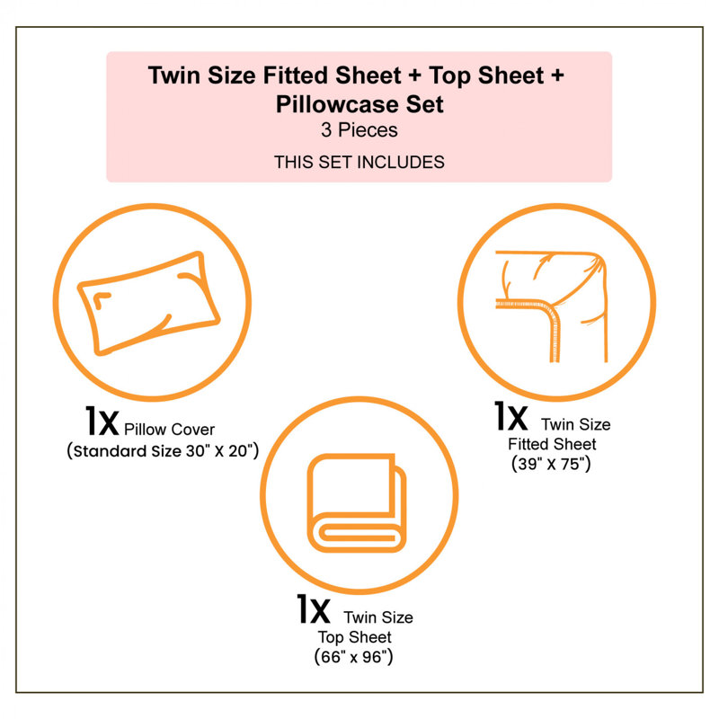 Microfiber Floral Sheet Set, Twin Sheet Set with 1 Pillowcase, Beige/Gray Floral