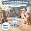 En bleu, ce jouet interactif 3 en 1 pour chat combine le jeu du tape-taupe avec une baguette à plumes rotative et une queue en peluche.
