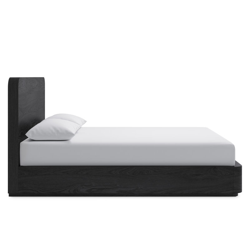 Elora Ash Wood Platform Bed In Jet, Jet, King