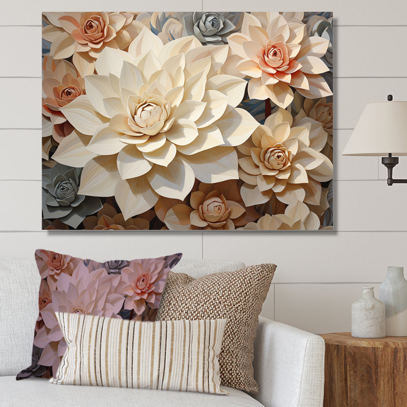 «Beige Succulent Soft Bloom III», reproduction sur toile, H 16 po x l 32 po x P 1 po, Toile tendue