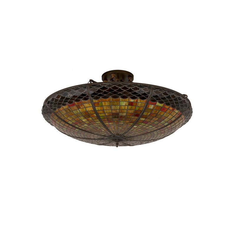 Autumn Acorn 6-Light Indoor/Outdoor Semi-Flush Mount in Antique Copper