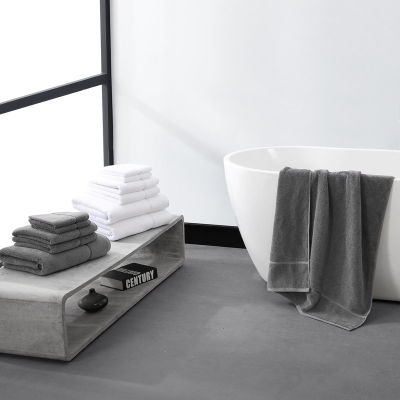 Lux 6 Piece 100% Cotton Towel Set, Dark Gray