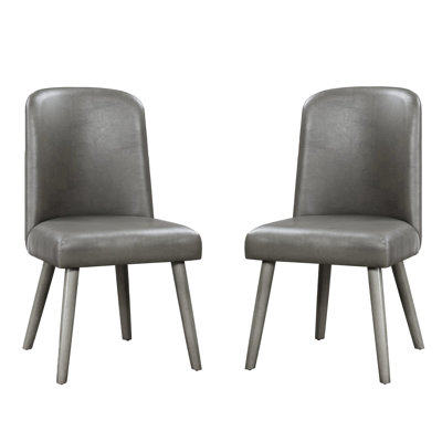 2 chaises d'appoint grises avec un siège à tablier rembourré, un dossier solide, des pieds fuselés en bois, un fauteuil d'unité centrale de 15 po entre le plancher et la salle à manger, un siège sans accoudoirs à dossier haut, un dossier plein et 