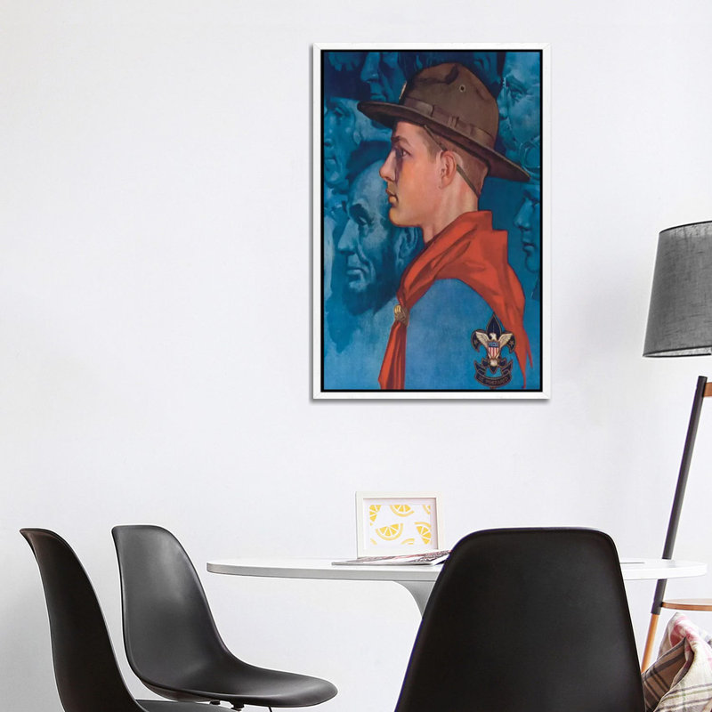 Spirit Of America (Blue) by Norman Rockwell - Painting on Canvas, 101.6 cm H x 66.04 cm W, White Framed