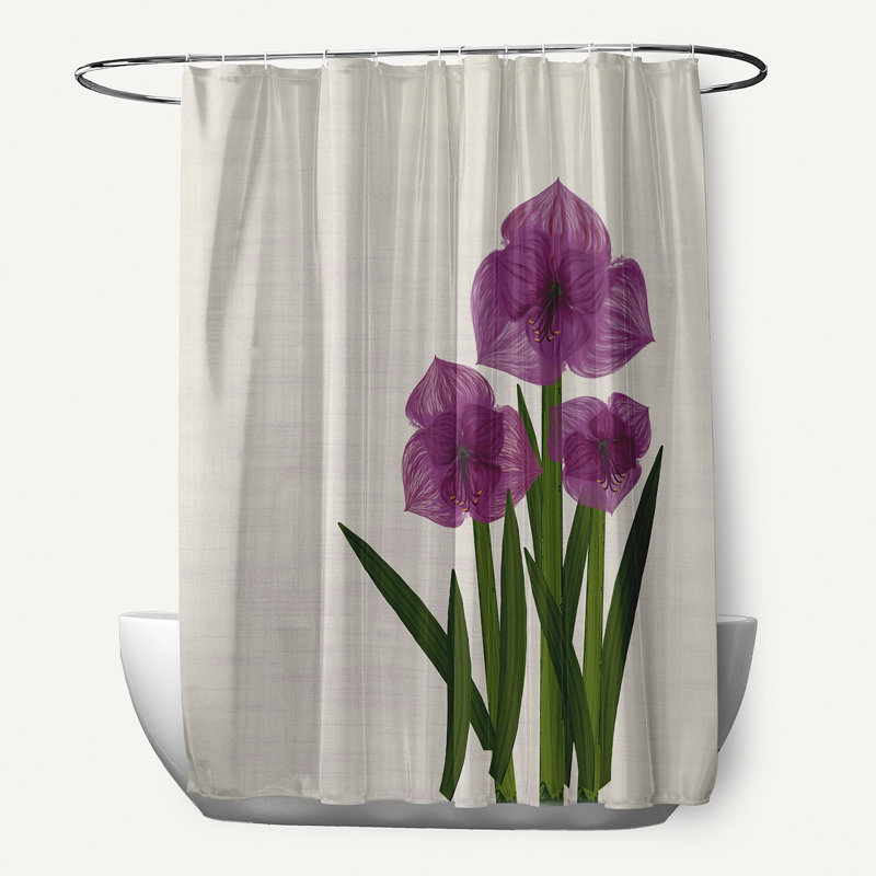 Rideau de douche simple à imprimé floral Amaryllis, Mauve