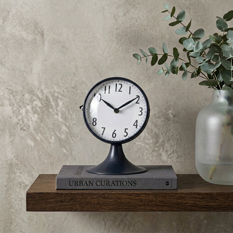 Horloge de table à dôme en verre bleu