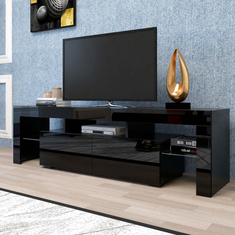 Modern Black TV Stand, Black