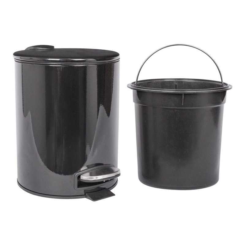 Harbour Housewares - Round Bathroom Pedal Bin, Black