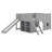 Full Size Low Loft Bed With Slide And Storage Shelves, Wood Castle House Bed With Slide, Ladder And Guardrails-1018136735