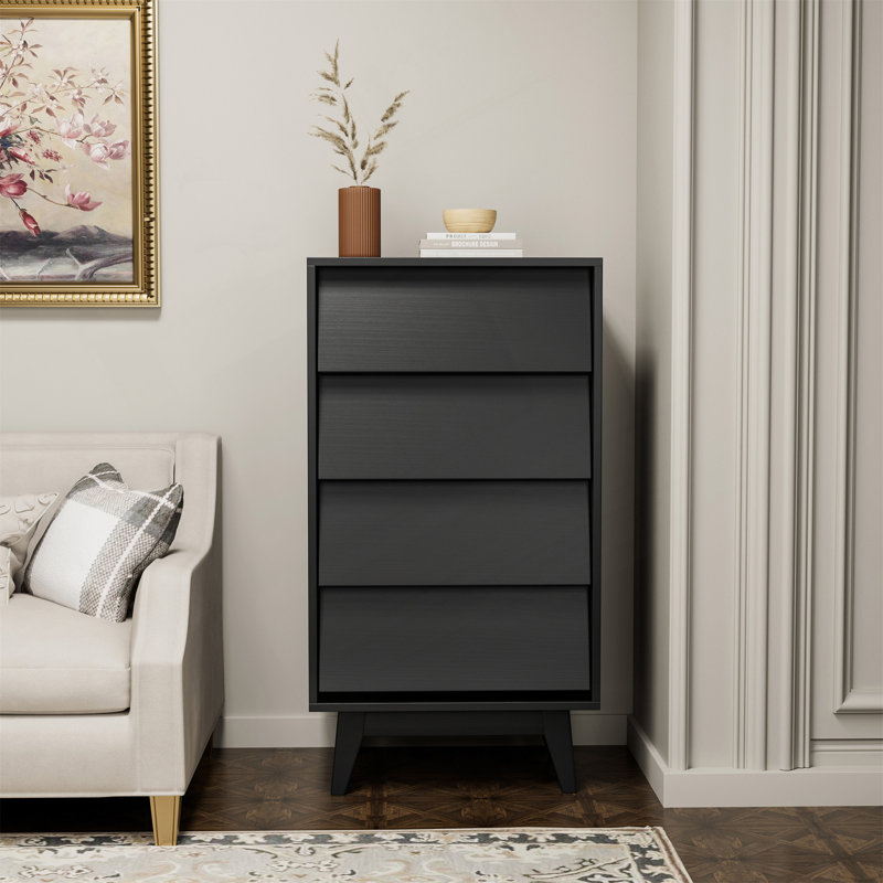 Commode double 4 tiroirs avec design biseauté pour un rangement élégant et organisé dans n'importe quelle pièce
