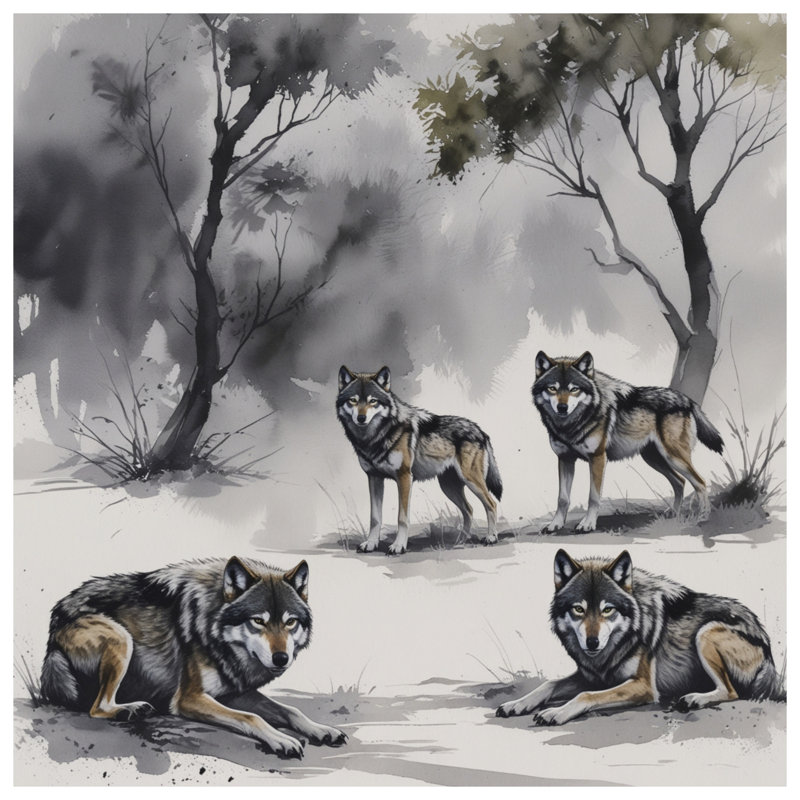 Gray Wolves In Forest Duvet Covers, Twin