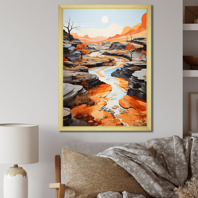 «Meandering River Endless Journey II», reproduction d'art sur toile, H 40 po x l 30 po x P 1,5 po, Encadrement doré