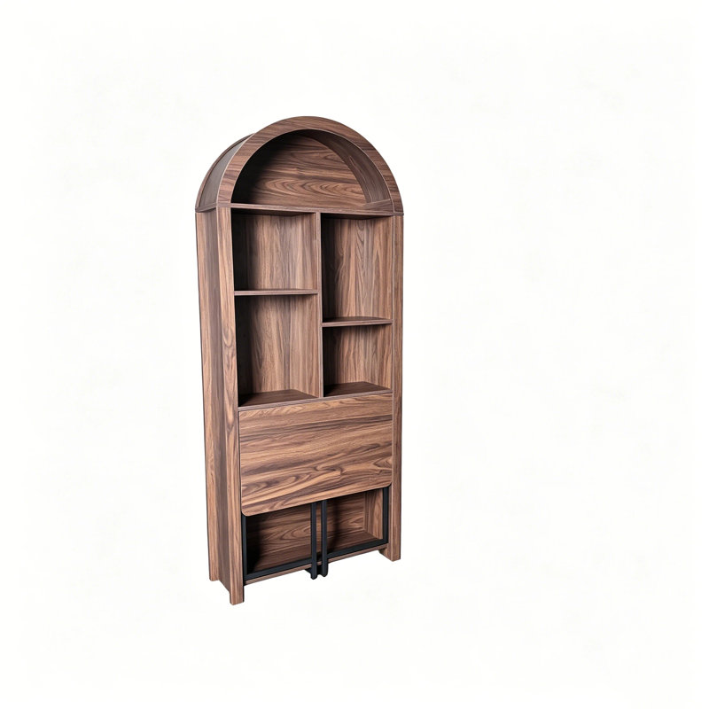 Grande bibliothèque arquée, bureau de bricolage pliant, bureau convertible caché en bibliothèque, bureau de coiffeuse, bureau pliable avec rangement, bureau de disparition pour petits espaces, armoire à vin de salon, bureau à domicile