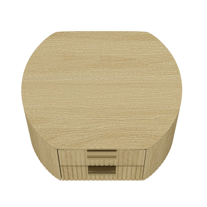 Olivia Nightstand with 2 Drawers, Natural Oak/Gold