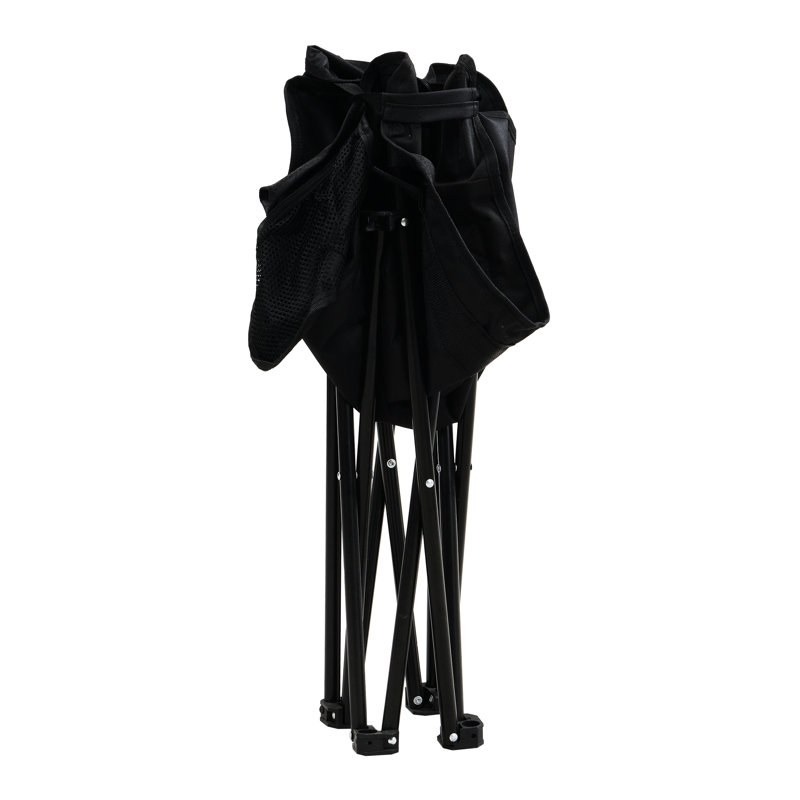 2 chaises de camping noires pliables et portatives avec sac de transport, coin salon confortable, poche latérale pour les collations, cadre robuste de 264 livres, plages et expérience de plein air pliable pour la randonnée, bon