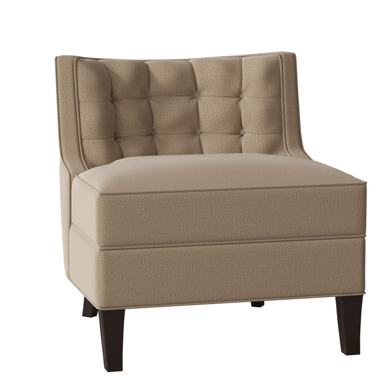 Social Sunbrella® Boucle Tufted Chair, Elise Linen, American Walnut