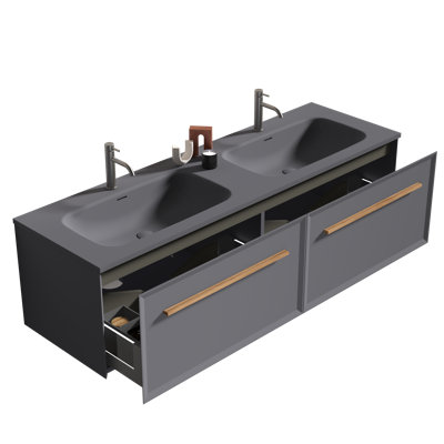 Meuble-lavabo double 59,05 po avec comptoir