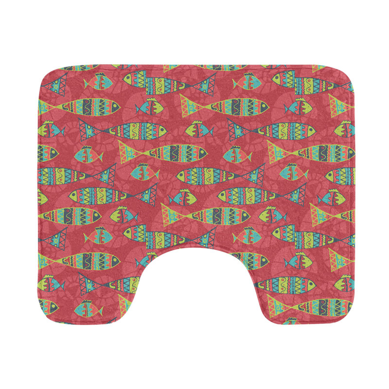 Tapis de salle de bain poisson en U 20 po Ruby pâle et multicolore