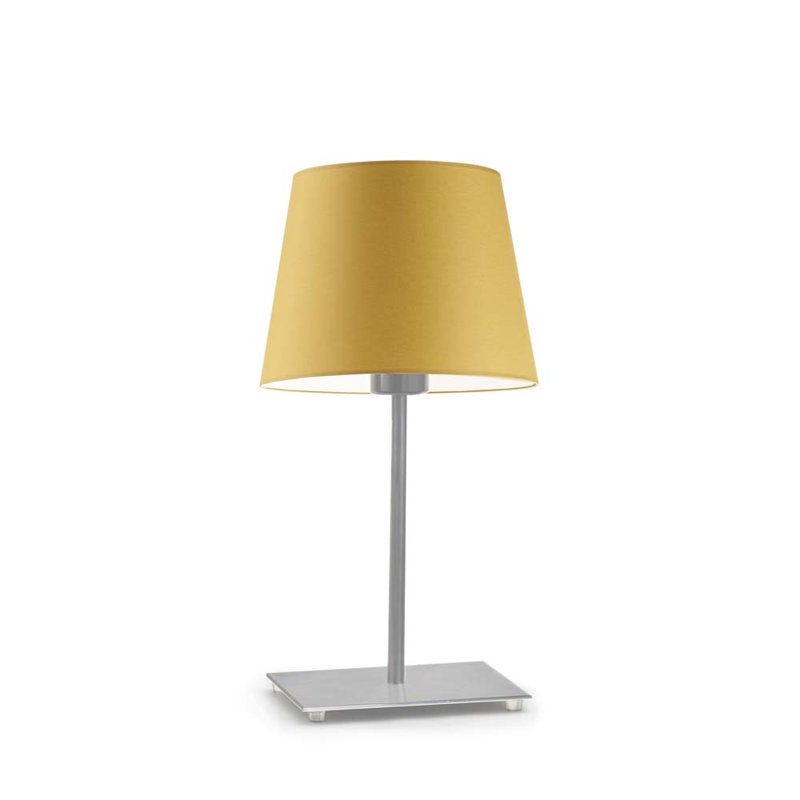 Asaun Metal Table Lamp, Brushed Steel, Mustard