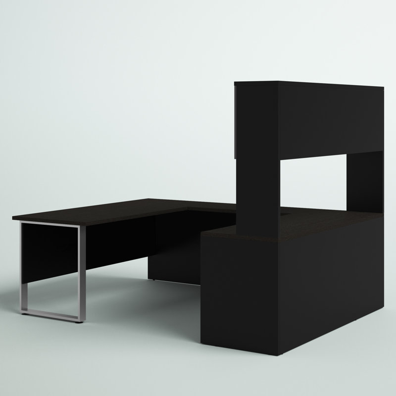 Glidden U-Shaped Executive Desk, Black