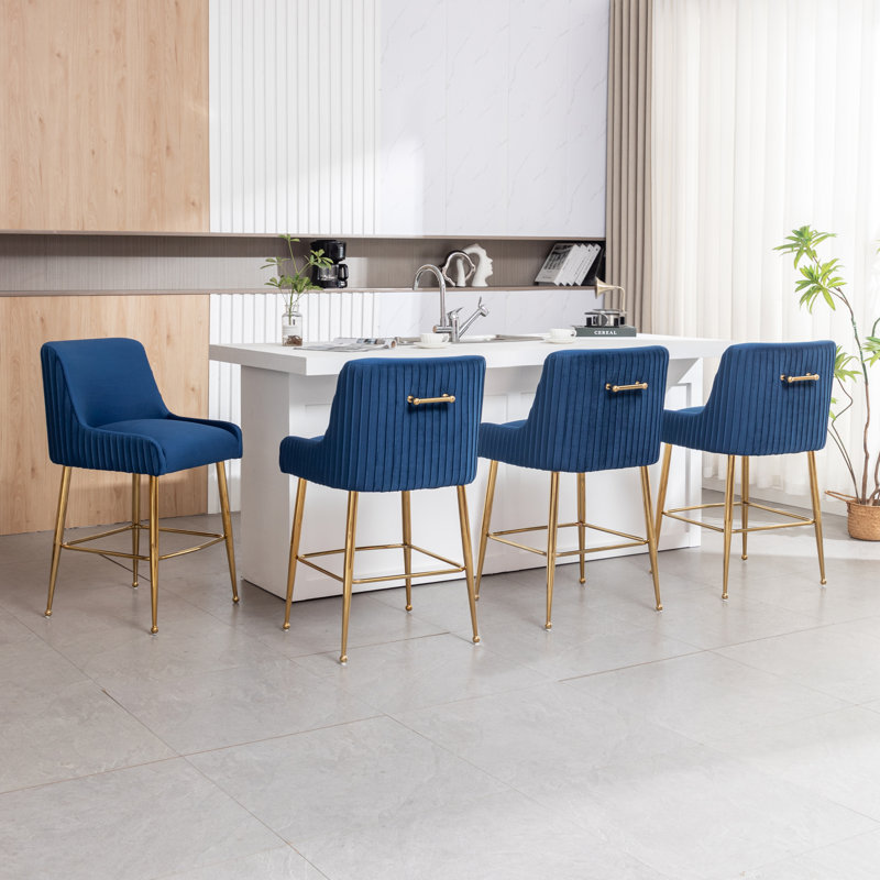 Tabouret de comptoir Delagarza (ensemble de 4), Marine
