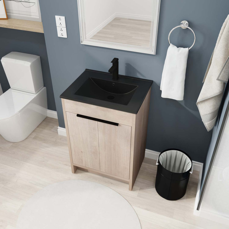 Ensemble de meuble-lavabo simple 24 po Autiana, Chêne clair uni