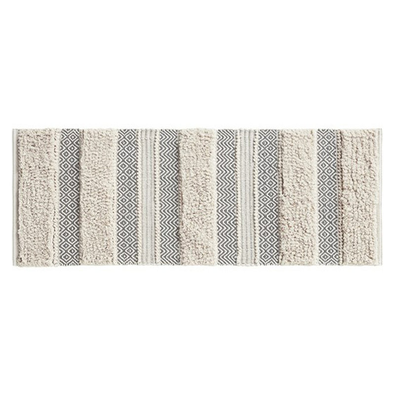 Tapis de bain tissé à rayures tissées gris 22 po x 58 po