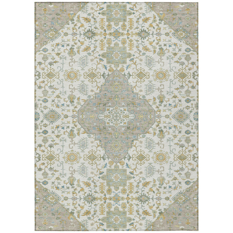 Machine Washable Indoor/Outdoor Chantille ACN2714 Global Rug, Ivory, 9' x 12'