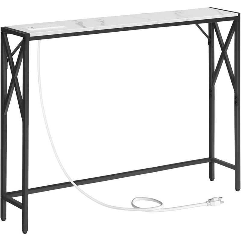 Table de canapé avec station de charge, console d'entrée étroite de 39,4 po ...