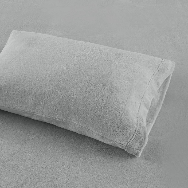 Twin Gray Solid Microfiber Plush Sheet Set