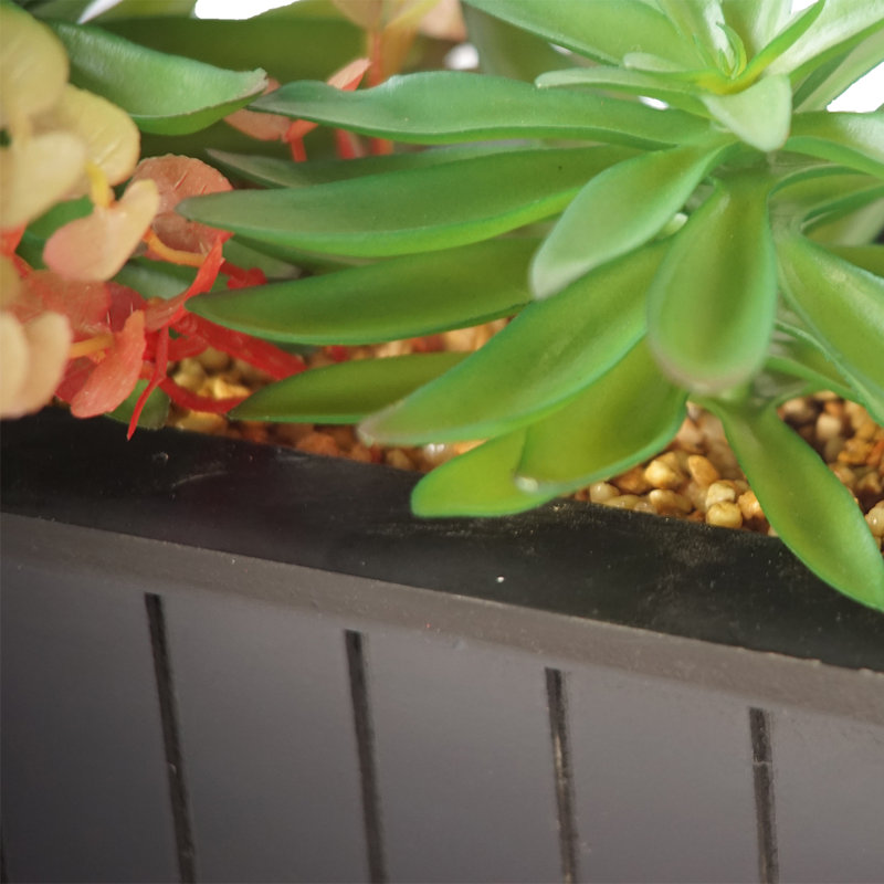10'' Faux Succulent Plant in Wood Planter