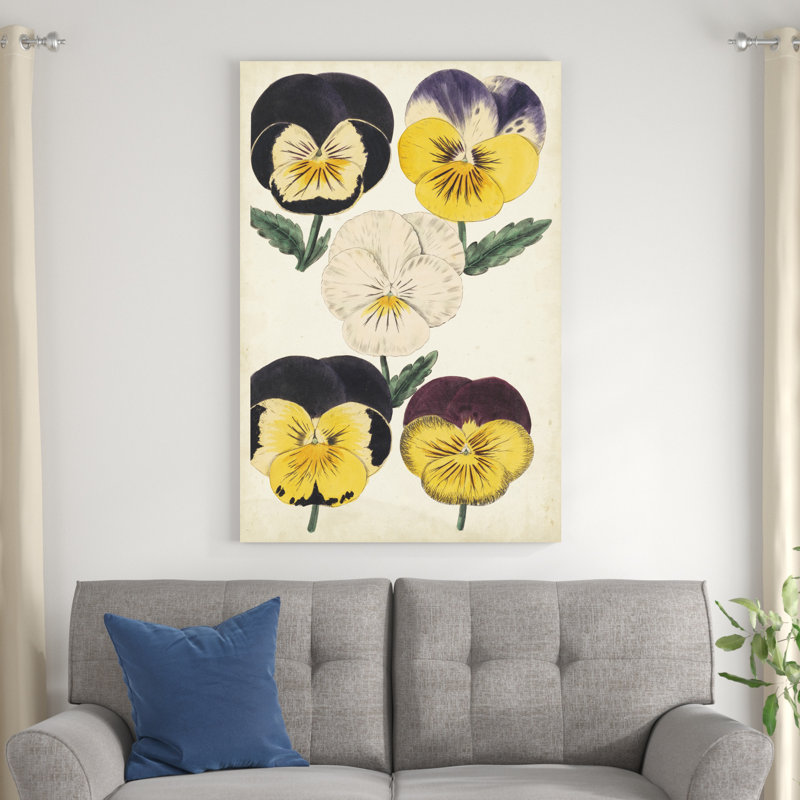 " Antique Pansies II " Painting Print, 48" H x 32" W x 1.25" D