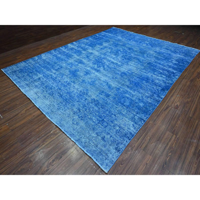 Tapis oriental zoroastrien en laine bleu 9 pi 5 po x 12 pi 10 po Lapis