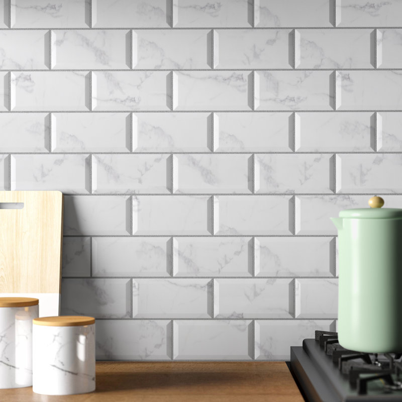 Carrelage mural en céramique aspect pierre 3 po x 6 po Classico Carrara