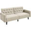 Causeuse convertible à accoudoirs carrés 63 po avec accoudoirs carrés et ports USB, beige-111010869