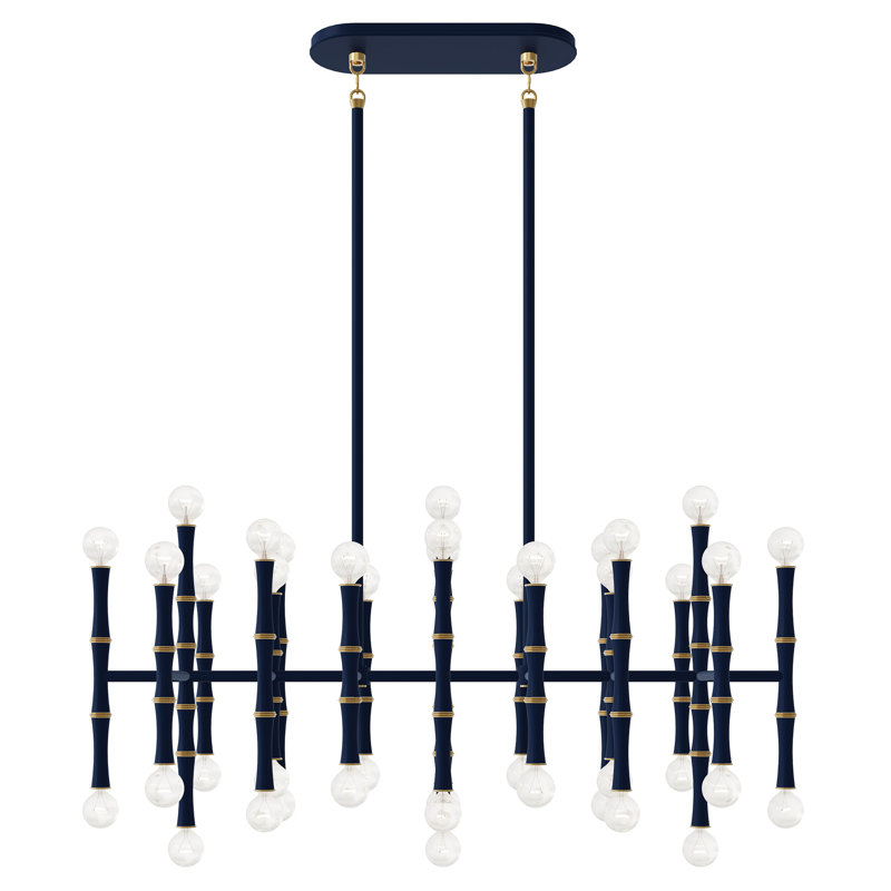 Lustre à 42 lumières Kane, Bleu minuit mat / or