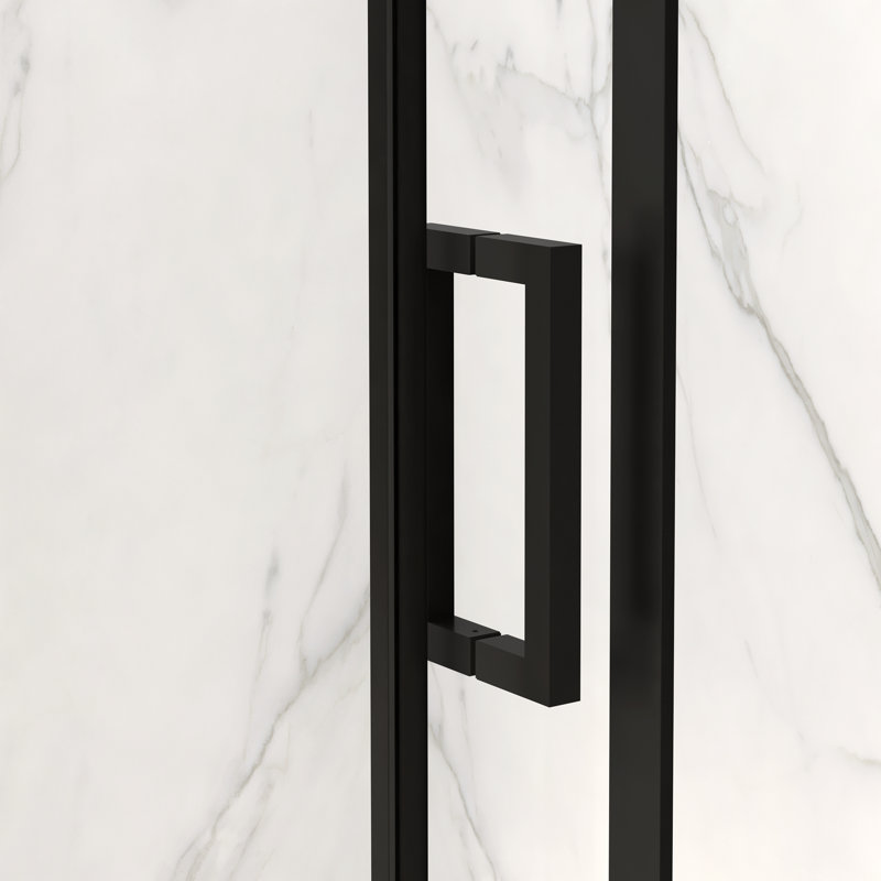 56-60"W X 72"H Frameless Sliding Shower Door,5/16" (8Mm) Thick SGCC Tempered Clear Glass, Matt Black