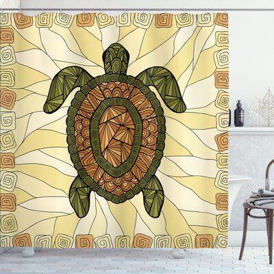 Turtle Shower Curtain Set + Hooks -  East Urban Home, DF6F15EC0BDE467BBC08B6E6927282CF