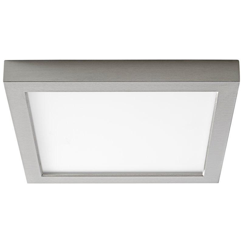 Plafonnier encastré 1 lumière Gasparas, Nickel satiné, H 1 po x l 9,12 po x P 9,12 po