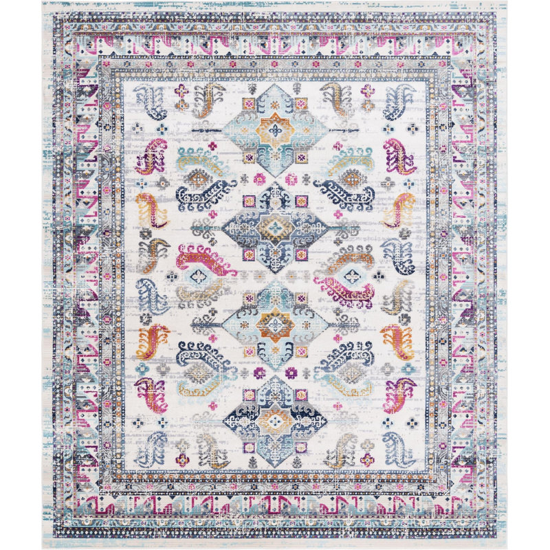 Tapis oriental ivoire, Rectangle 8 pi x 9 pi 10 po
