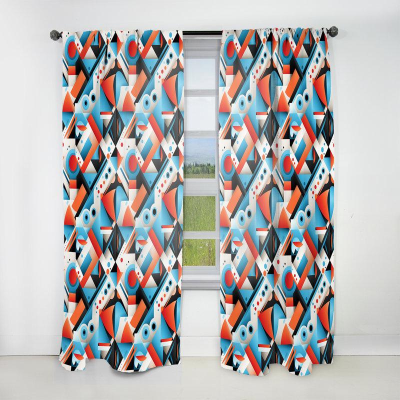 Rideaux en velours moderne et obscurcissant Pihu Popart Trendy IV - rose et bleu Pihu, L 52 po x L 84 po