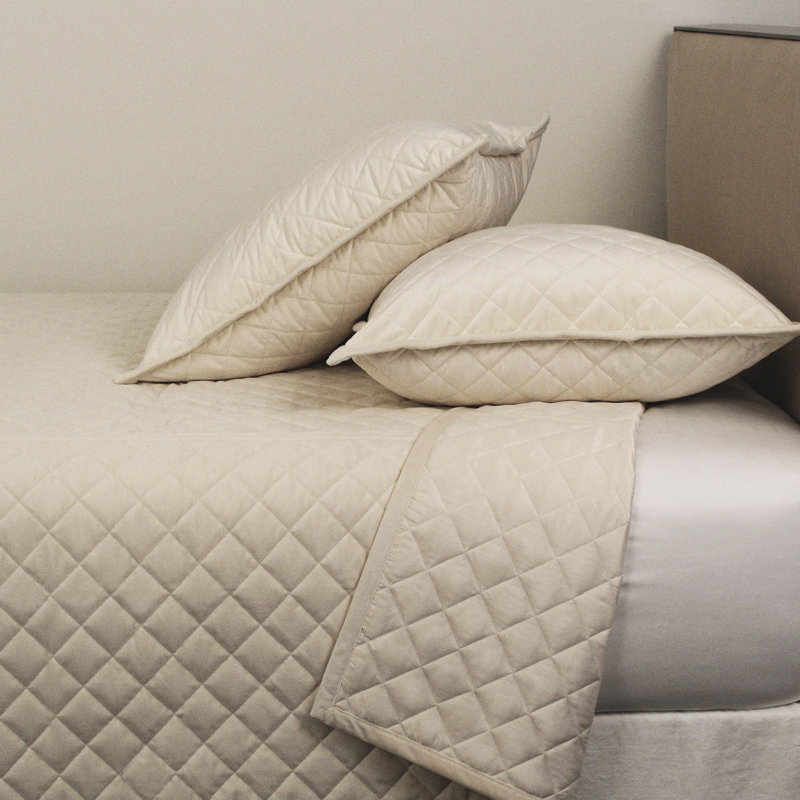 Paris Modern & Contemporary Polyester Quilted Coverlet, King Coverlet + 3 Euro Shams, Ivory