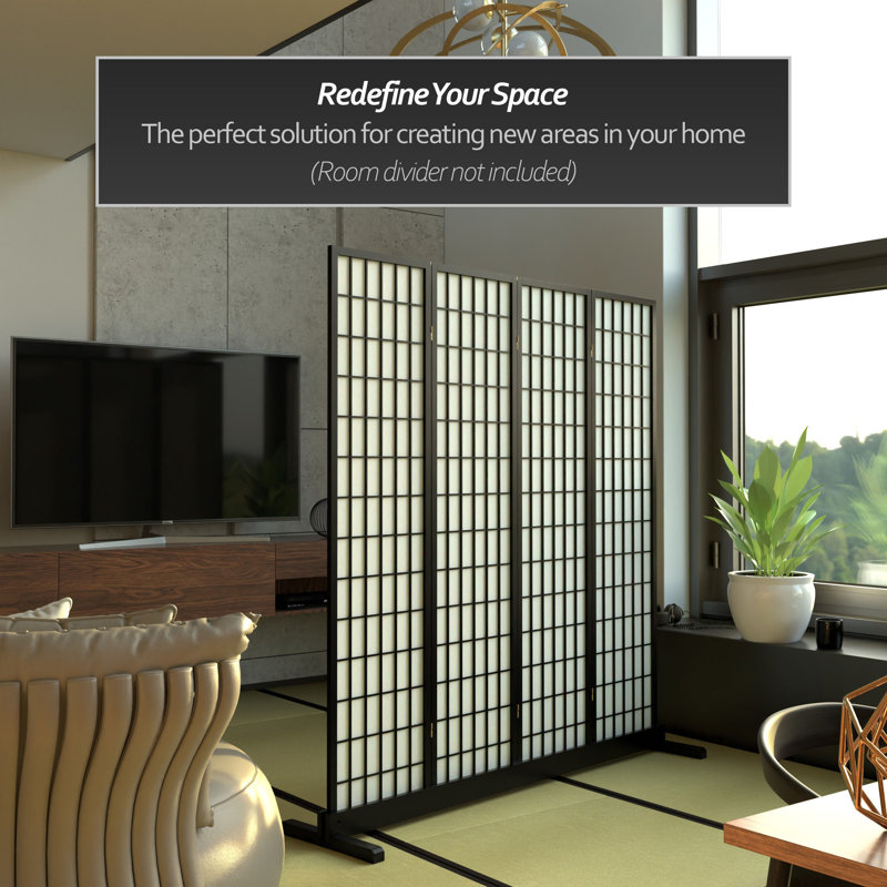 Room Divider Stand - Walnut - 3 Panel, 4" H x 70.75" W x 19.5" D, Black