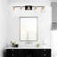 Noir mat et or exquis 5 lumières de meuble-lavabo avec abat-jour en verre pour cuisine moderne