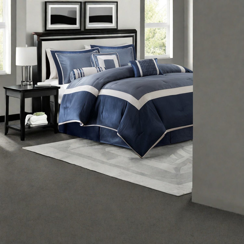 Ensembles de literie en polyester bleu marine, ensemble d'édredon de style hôtel moderne pour la maison