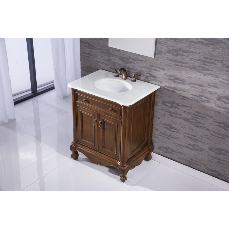 Ensemble de meuble-lavabo simple de 30 po Barrett, Brun, Blanc Ivoire